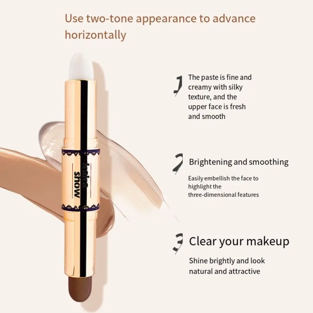 Dark Circles Concealer Face Contour Stick Full Coverage Color Corrector Contour Highlighter Long Lasting Double Head