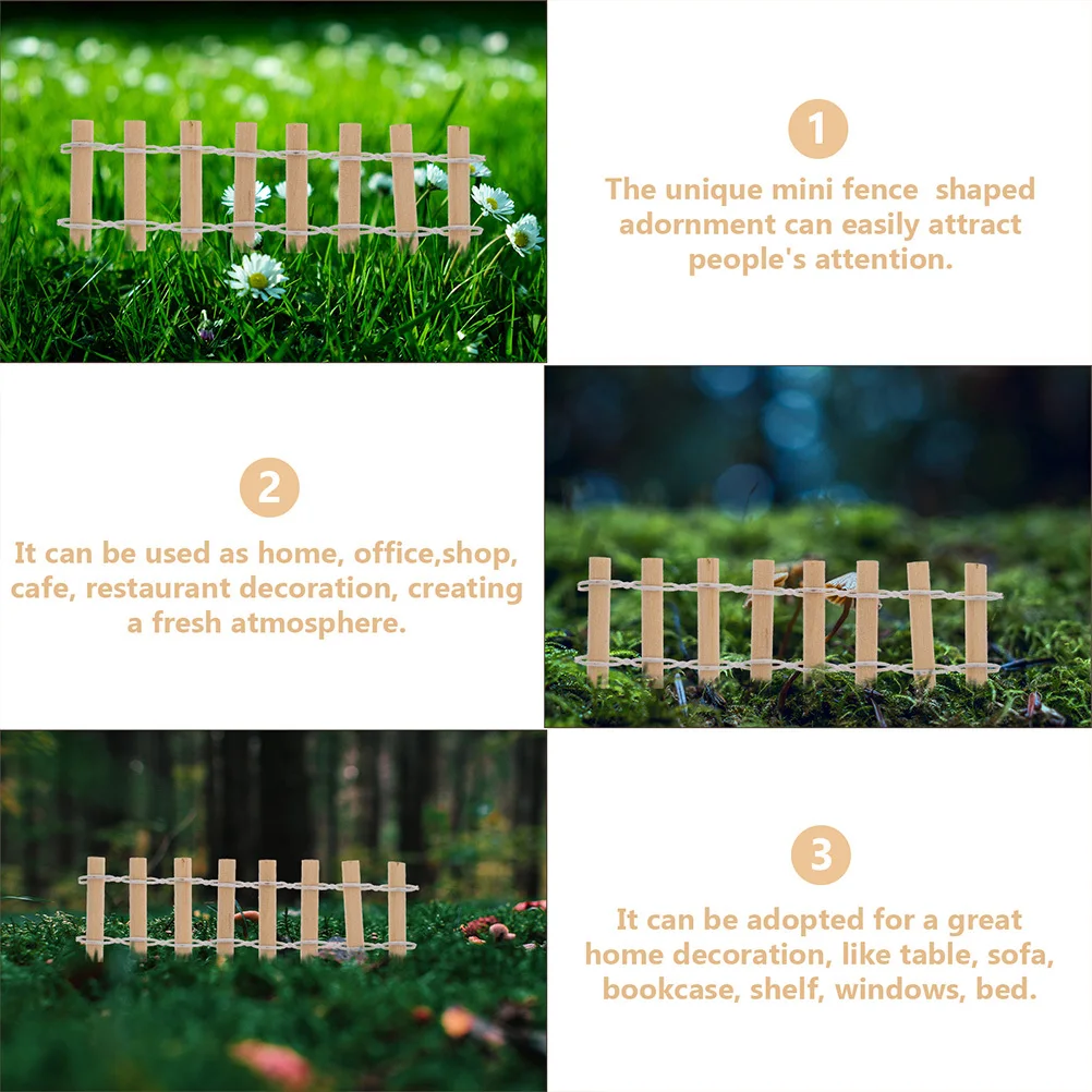 

12Pcs Miniature Garden Fence Wooden Mini Barrier Durable Decorative Border for Micro Landscape Bonsai Yard Decor Wood Fence