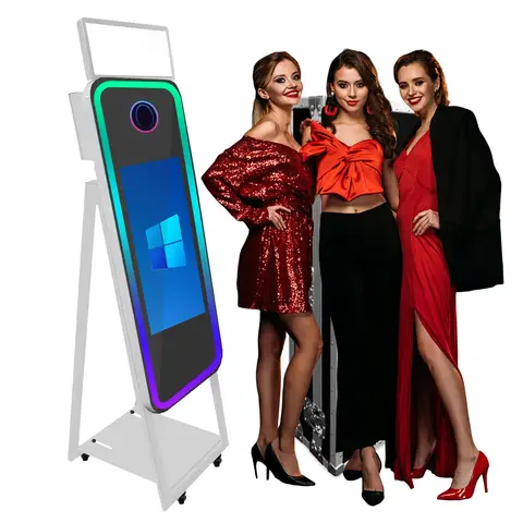 Hot Sale Magic Mirror Photo Booth with 21.5"Touch Screen Selfie Photobooth Machine with Flight Case for Wedding Party Rental