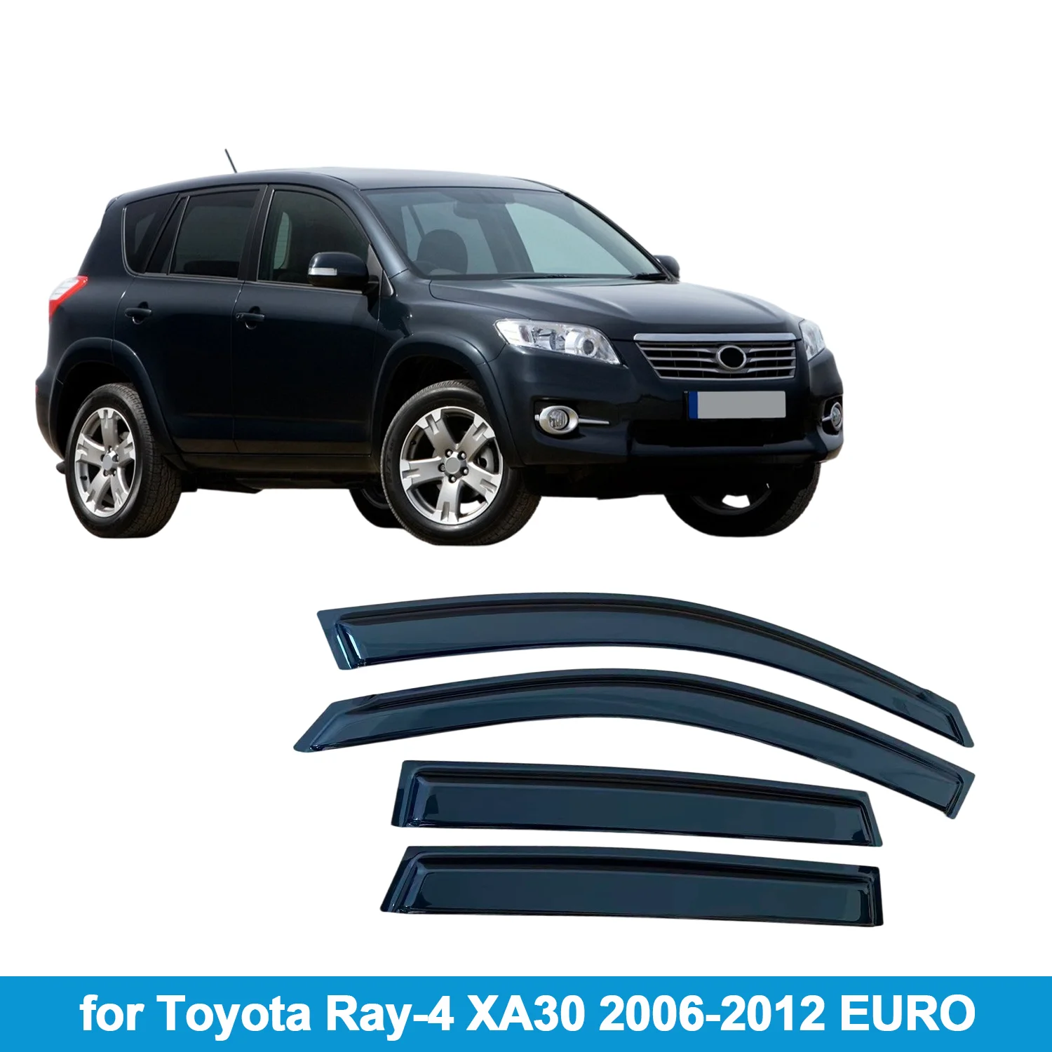 

Window Visor for Toyota Rav-4 XA30 2006-2012 EURO Rain Guard Side Vent Deflector Weathershield Outside-Mount Tape On