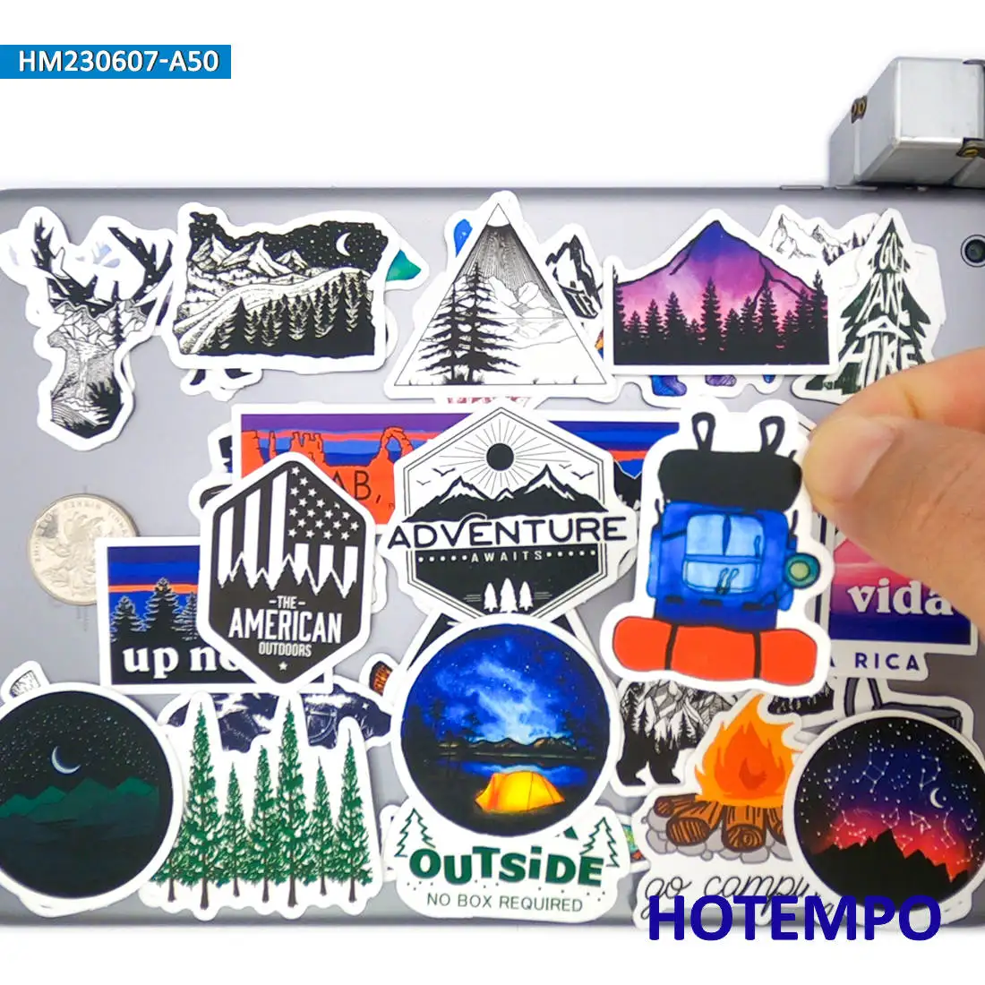 20/30/50PCS Hiking Travel Stickers Camping Climb Outdoor Adventures Funny Decals for Scrapbook Bike Laptop Phone Luggage Sticker