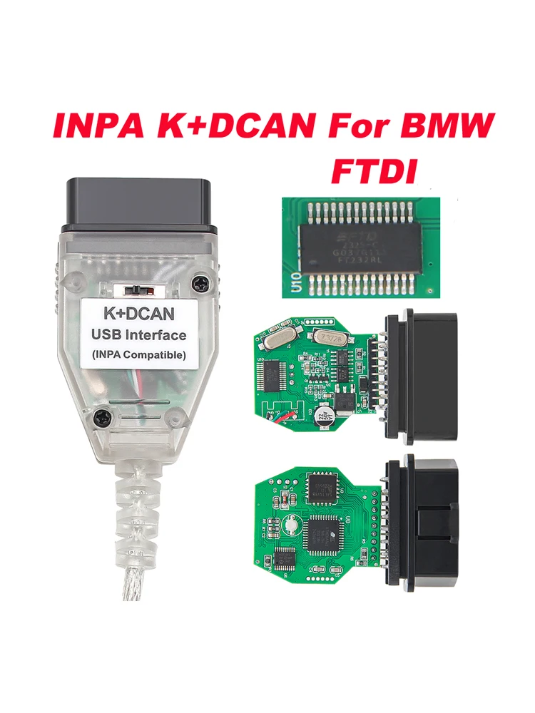 K DCAN K+CAN FTDI Chip OBD2 Auto Diagnose Gereedschap OBD 2 Scanner Switch USB Interface Kabel K + DCAN OBD Diagnose Kabel - afbeelding 2