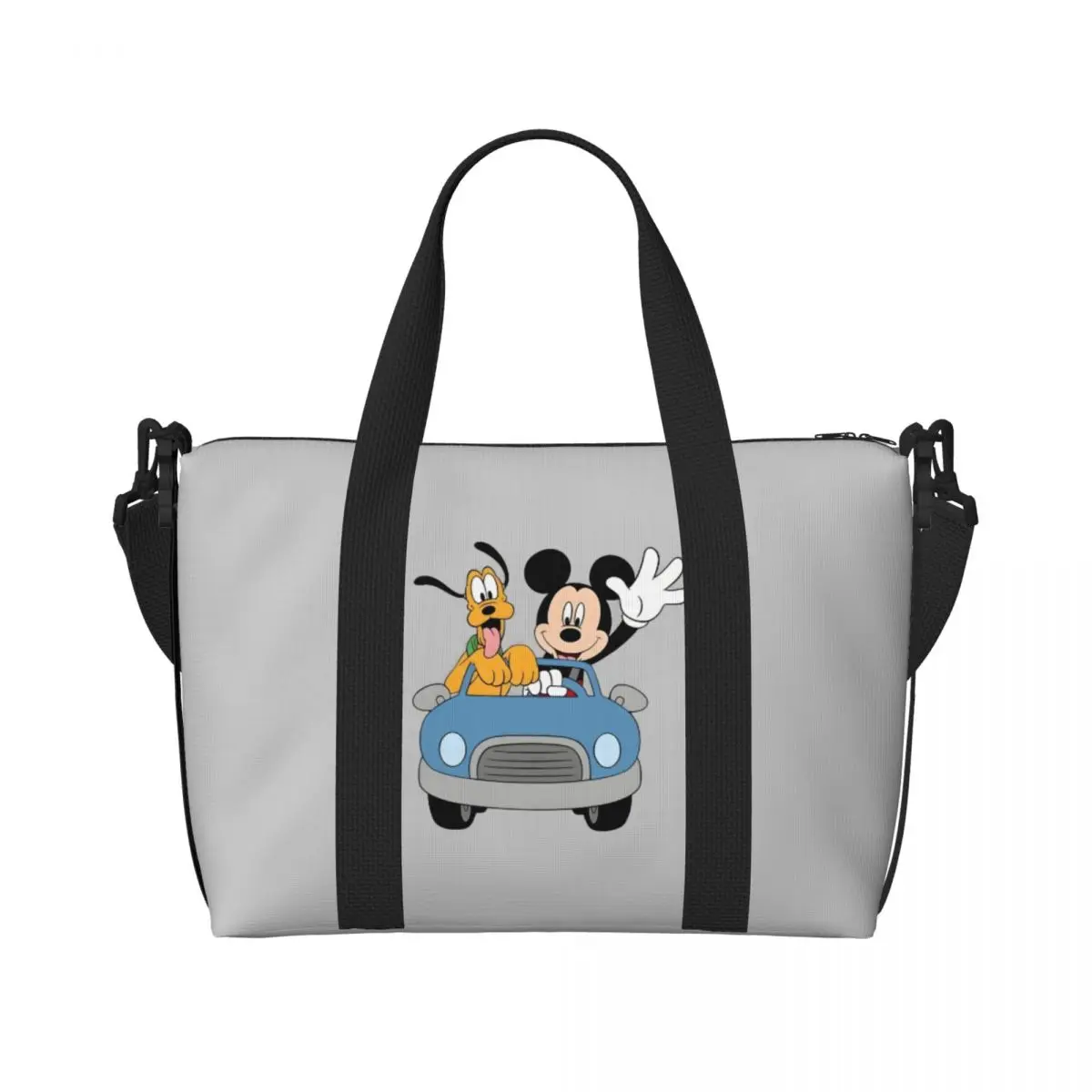 

Custom Pluto And Mickey Mouse Tote Bag for Women Large Capacity Dog Cartoon Gym Beach Travel Bags