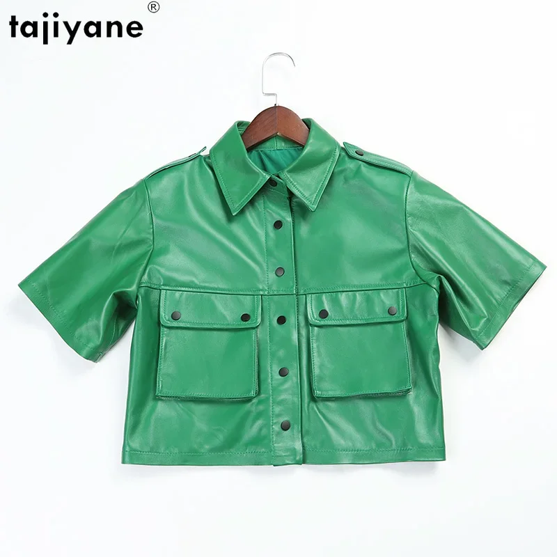 Tajiyane Top Quality 100% Sheepskin Coat Woman Summer Real Sheepskin Leather Jacket Women Casual Cargo Female Jacket Ropa Mujer