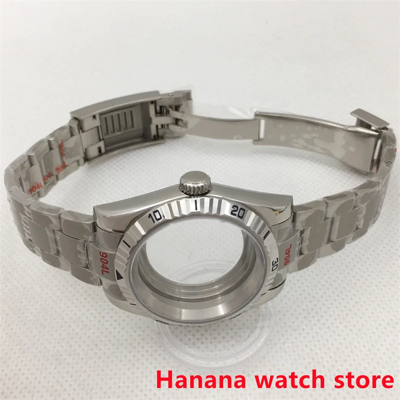 Cassa sommergibile in acciaio inossidabile argento da 39 mm con vetro zaffiro per movimento NH35 NH36 ETA2824 2836 PT5000