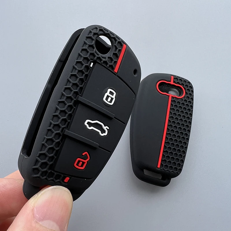 Silicone Car Folding Key Case Cover For Audi A3 A4 A5 A6 A7 Q3 Q5 S6 B6 B7 B8 C6 8P 8V 8L TT RS Car Key Protector Accessories