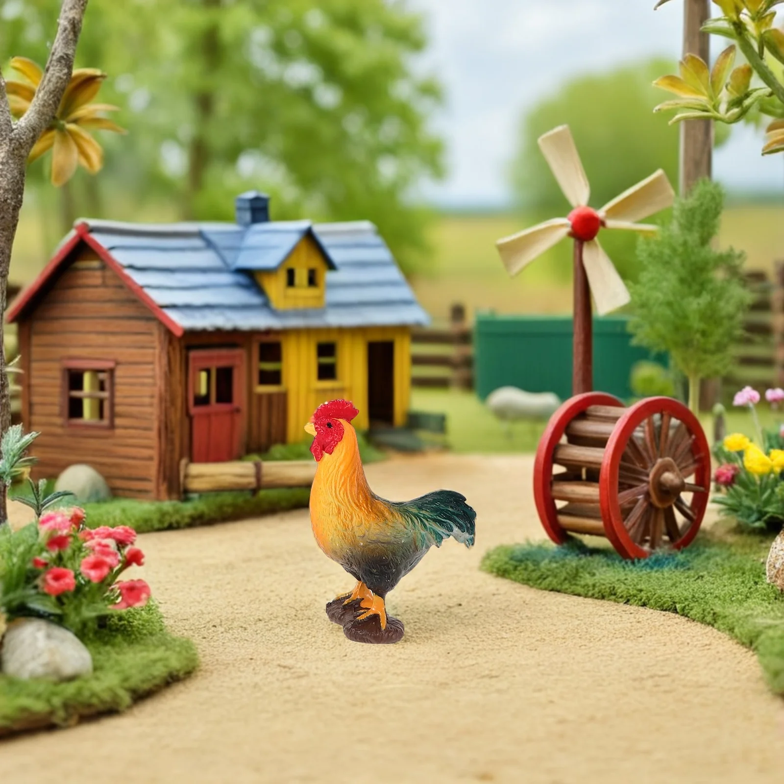 

4Pcs Mini Farm Animal Figurines Realistic Plastic Chicken Duck Goose Models Educational Props Table Decoration
