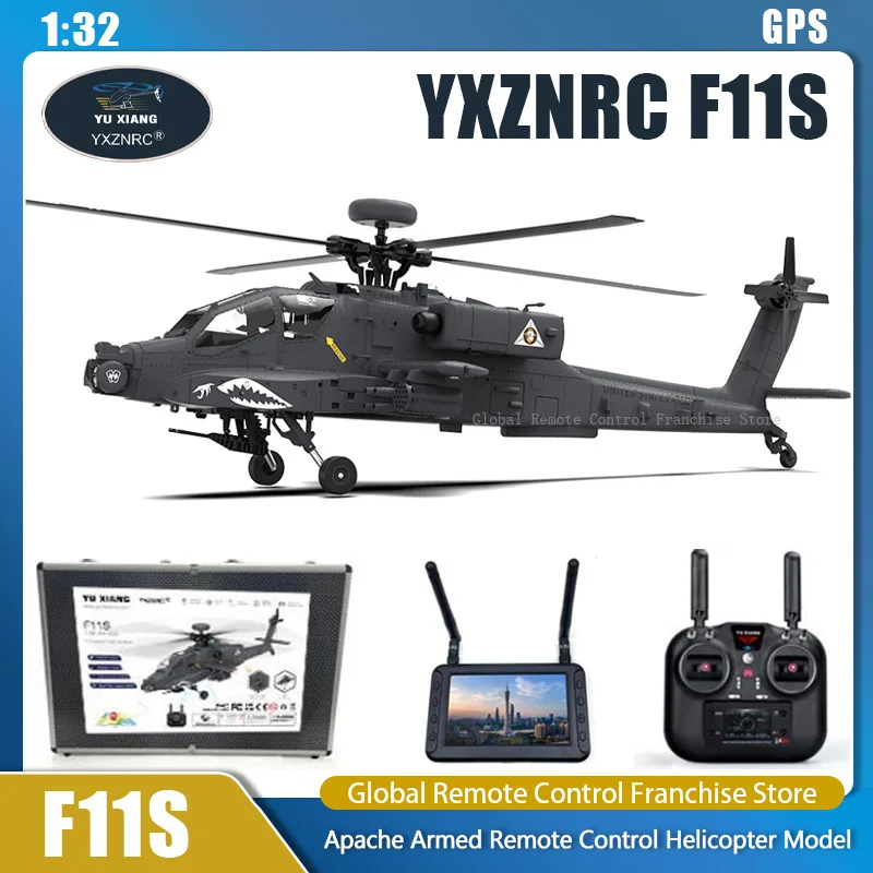 YXZNRC F11S 1:32 Rc Helicopter Apache Armed Helicopter Model Large Realistic Model In GPS Positioning Uav Simulator Aircraft Toy