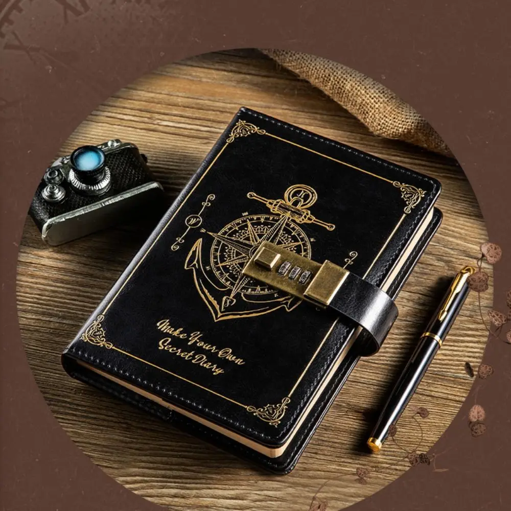 Stationery Password Notebook Protecting Secrets Diary Book A5 Notebook with Lock Retro Stain Resistant Travelers Journal