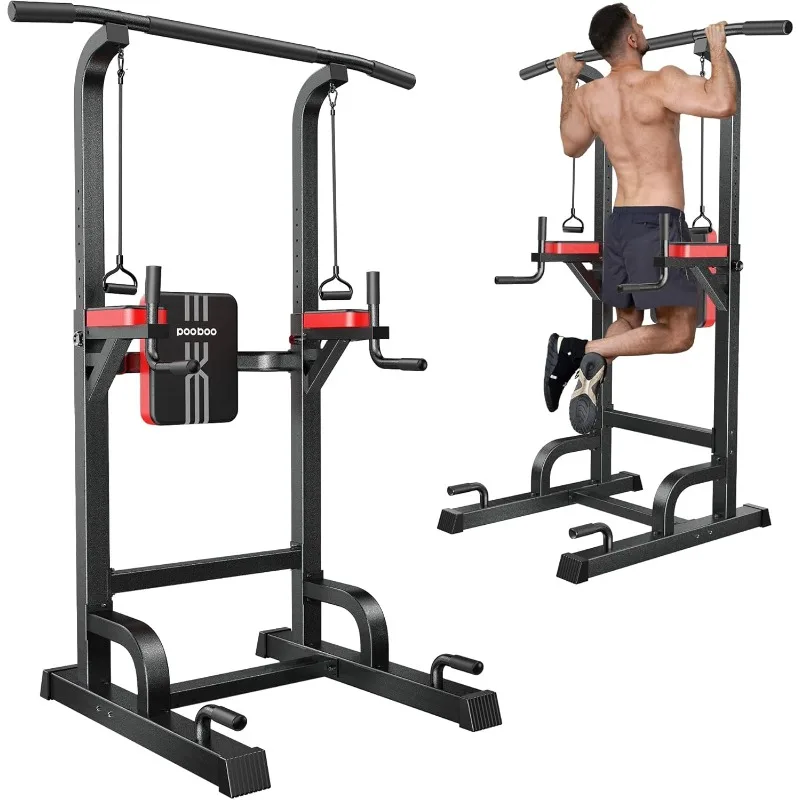 

Pooboo Power Tower Dip Station Pull Up Bar for Fitness Home Gym Workout,Multi-Function Adjustable Height Fitness Strength