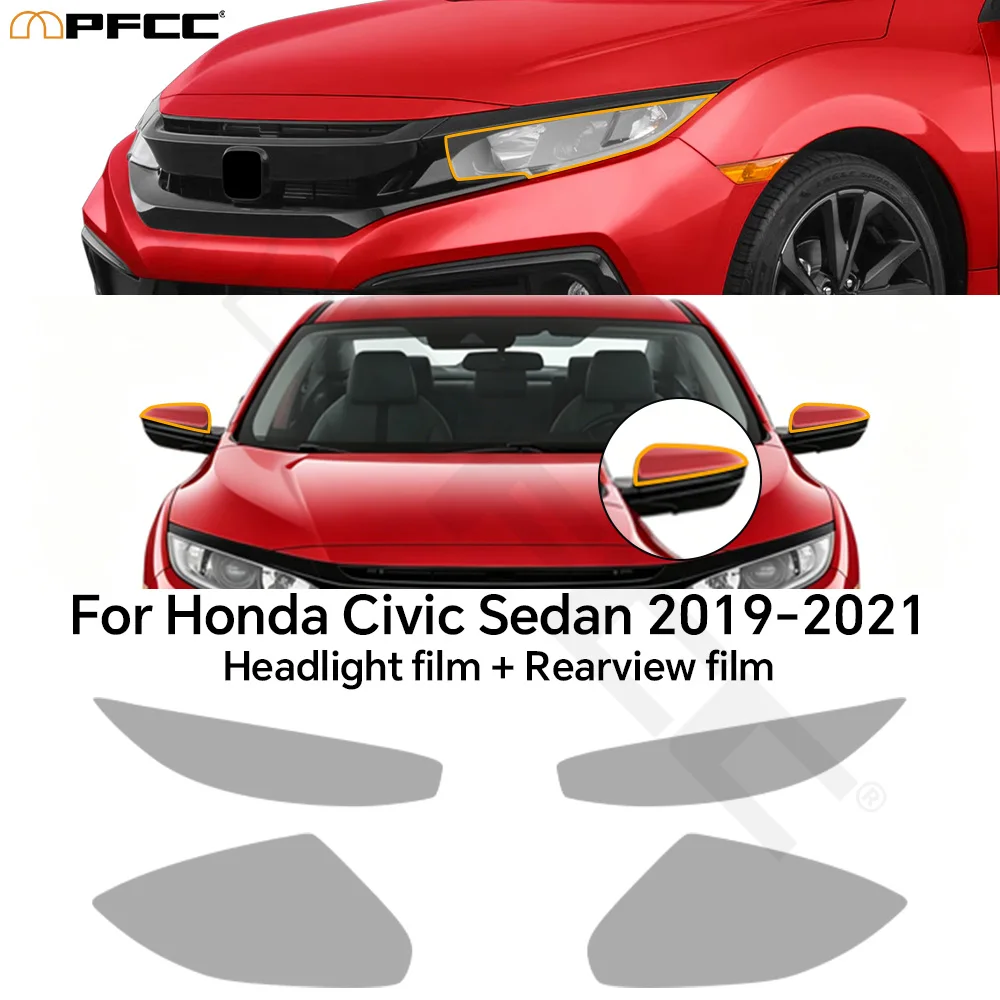 TPU PPF Paint Protective Film For Honda Civic Sedan 2019-2021 Headlight 8.5Mil Scratch-Resistant High Gloss Wrap Accessories