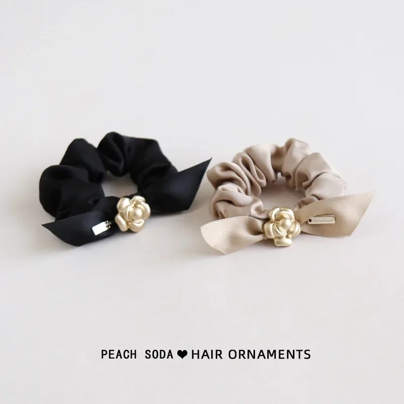 ربطات شعر كاميليا معدنية فرنسية أنيقة غير لامعة، حلقة أمعاء كبيرة، إكسسوارات شعر أنيقة للنساء، أربطة شعر عصرية