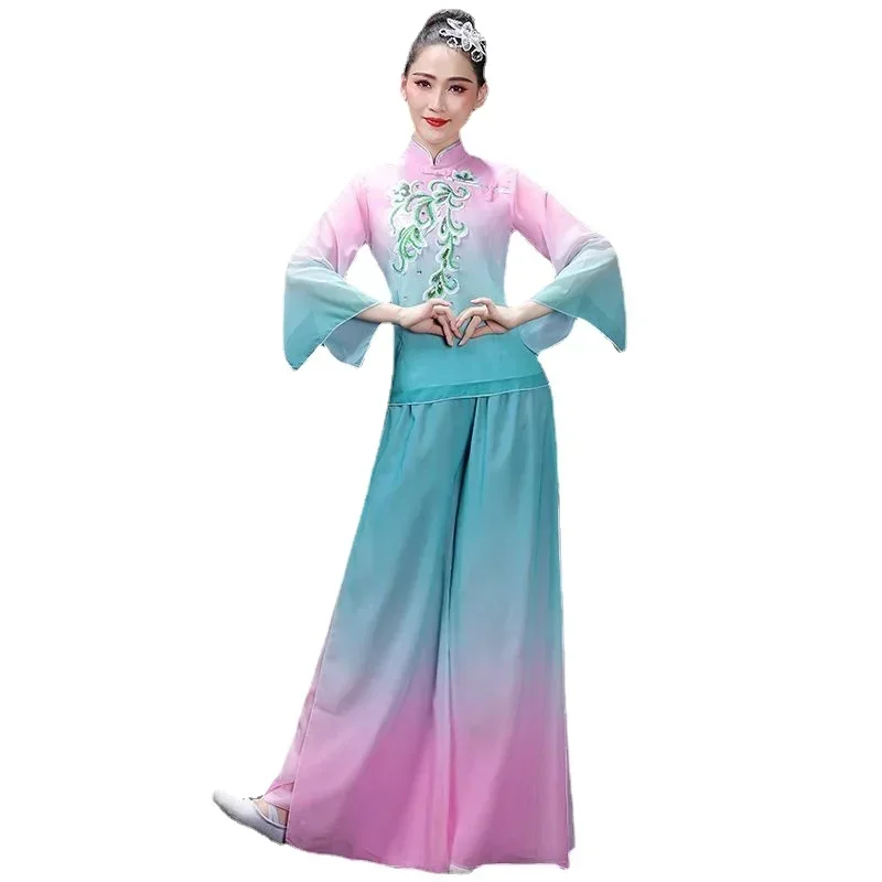 Klasyczny chiński styl tańca Yangko Profesjonalne występy Praktyka Ubrania Starożytny fan Yangko Odzież sceniczna Square Dance