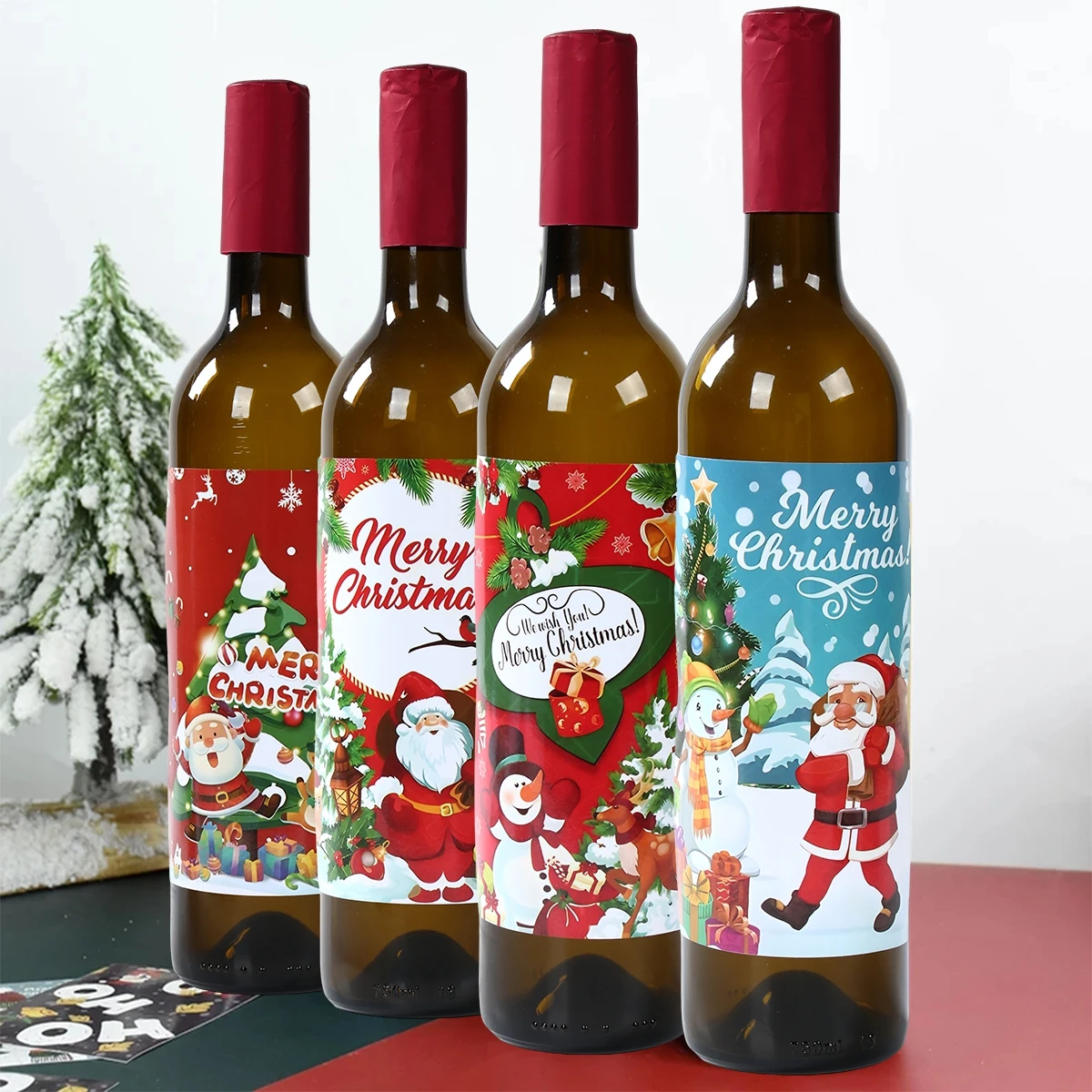 Christmas Wine Sticker Merry Christmas Decoration for Home 2024 Table Decor Xmas Ornament Navidad Natal New Year Gift 2025