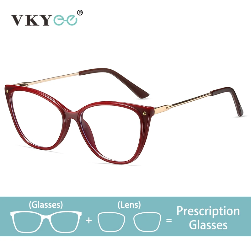 VICKY Simple Cat-eye Fashionable Design Anti-blue Light Customizable Prescription Photochromic Progressive Multifocal Glasses