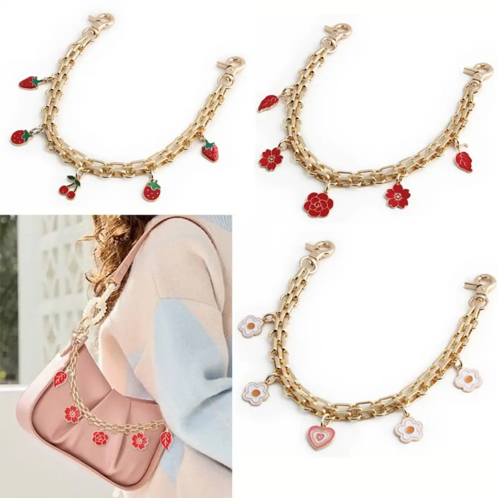 

New 3 Styles Bag Chain Strawberry Metal Handbag Straps Replacement Portable Extension Chain Pendant Decoration