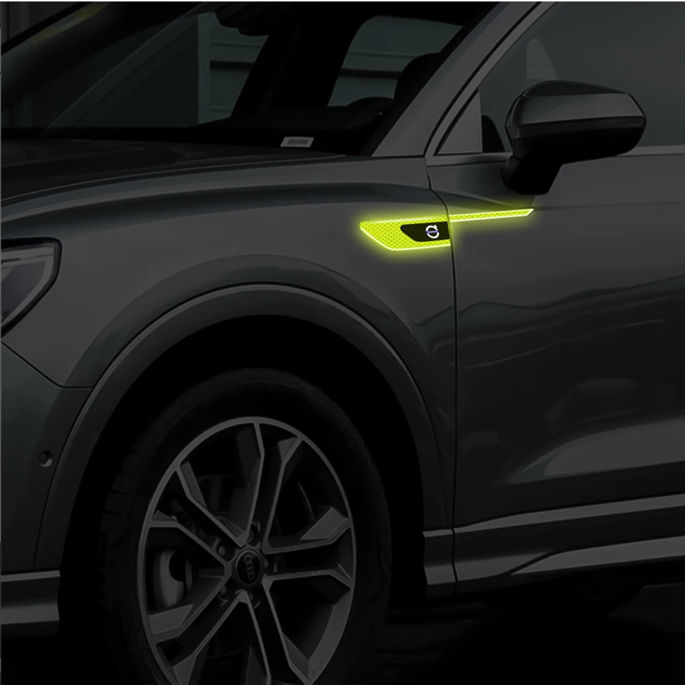 2Pcs Car Body Trunk Safety Warning Mark Car Emblem Reflective Sticker For Volvo Rdesign S80L S60 XC60 XC90 V40 V50 V60 T6 S90