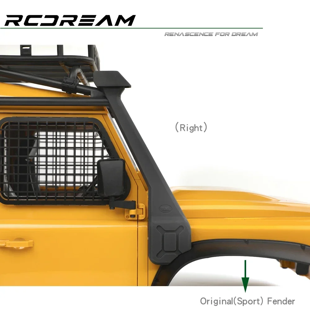 RCDream 1/10 Snorkel #A Mounted on Body with NAS Cage & Original Fender for Wild-Defender RD110 RD90 RD130  #D1A1-AR D1A1-AL