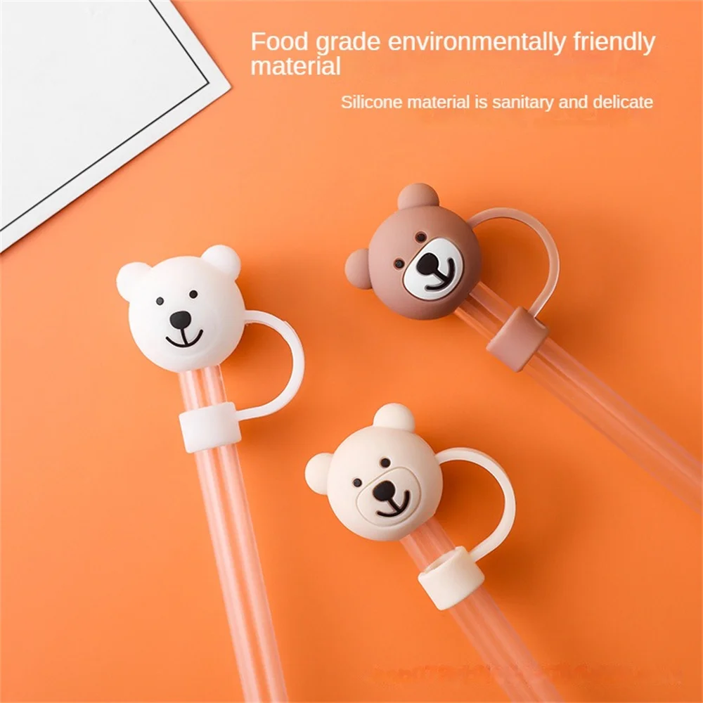 1~5PCS Easy To Clean Cartoon Straw Protective Cover Soft Silicone Protective Cover Exquisite Workmanship