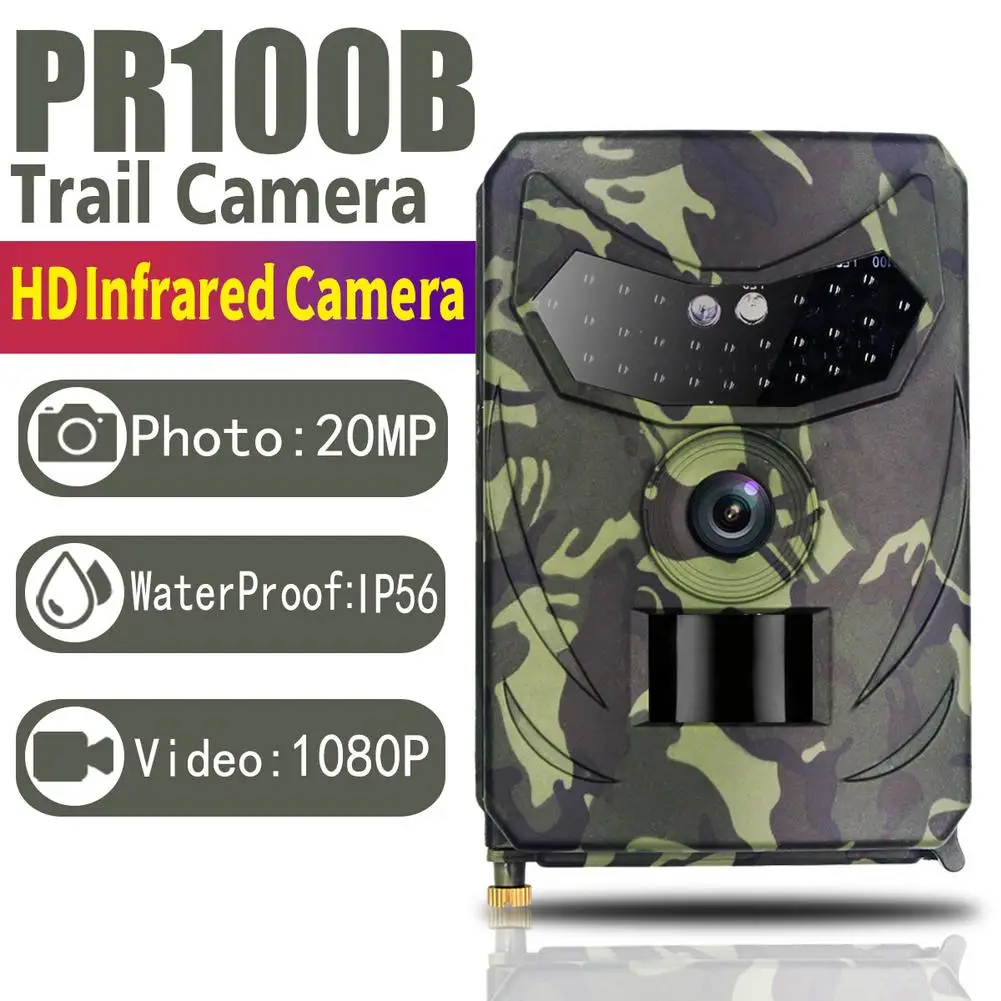 Pr-100 Trail Cameras With 32gb Memory Card Waterproof Adjustable Angle 20mp 1080p Hd Camera For Wildlife Watching