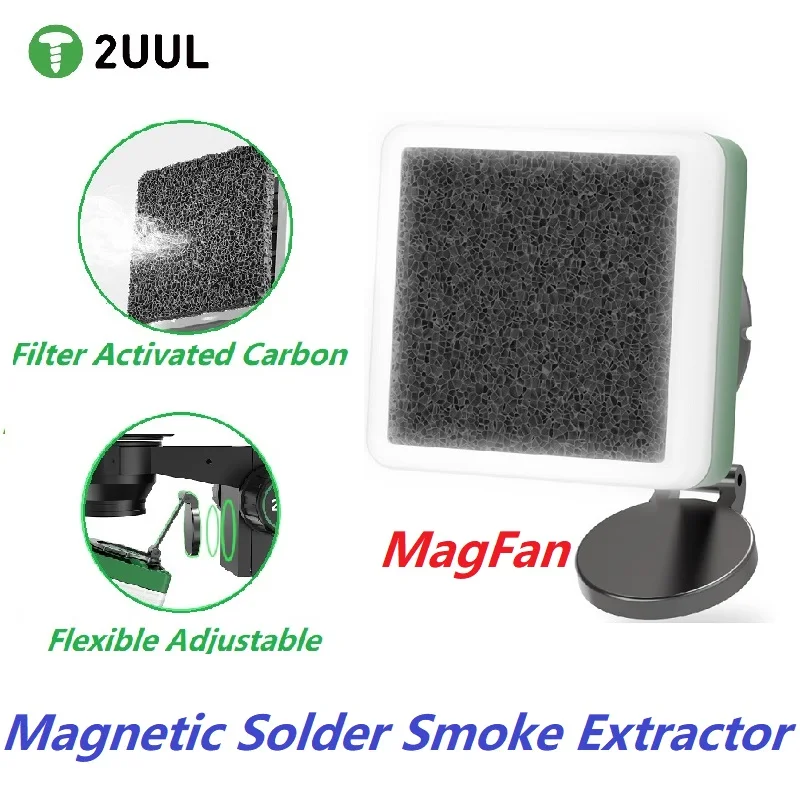 2UUL FE11 MagFan Magnetic Solder Smoke Extractor LED Fill Light Activated Carbon Filter For Soldering Phone PCB Repair