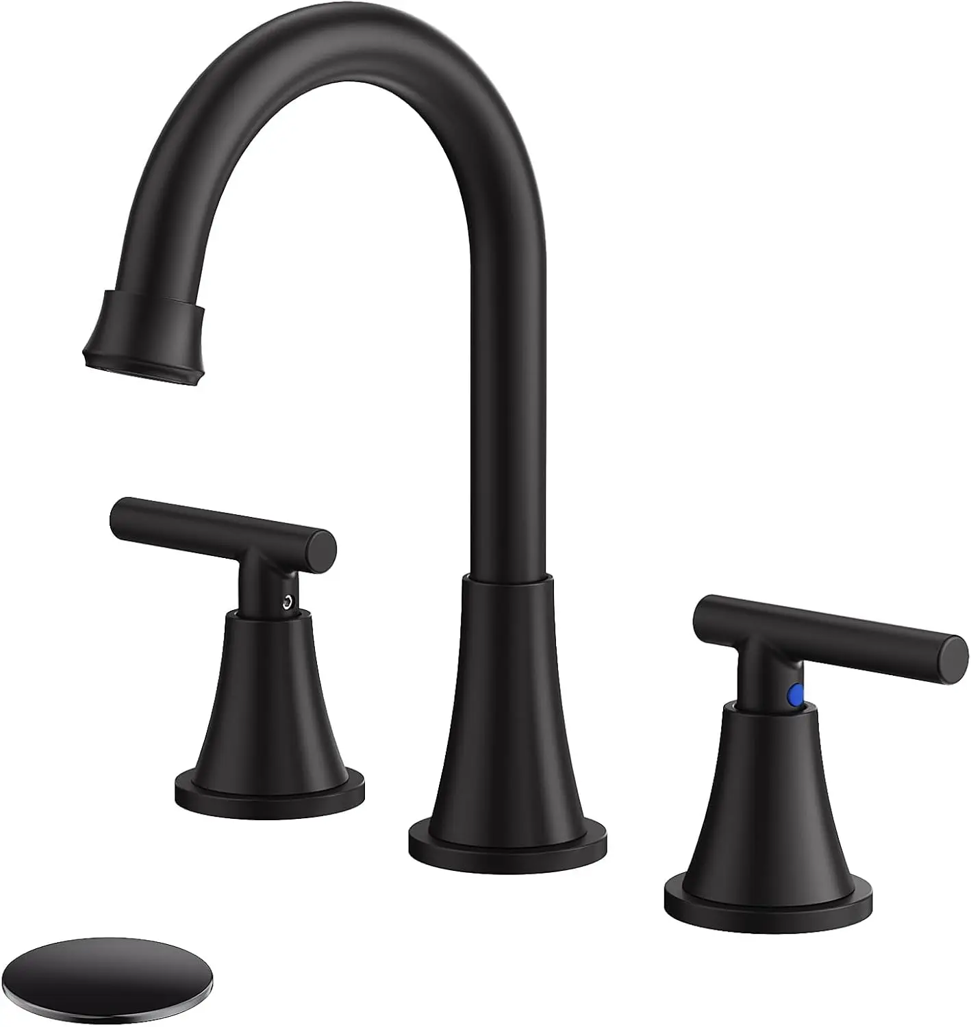 

Matte Black Widespread Bathroom Sink Faucet with Pop-up Drain, Lead-Free Stainless Steel for Vanity RV Farmhouse
