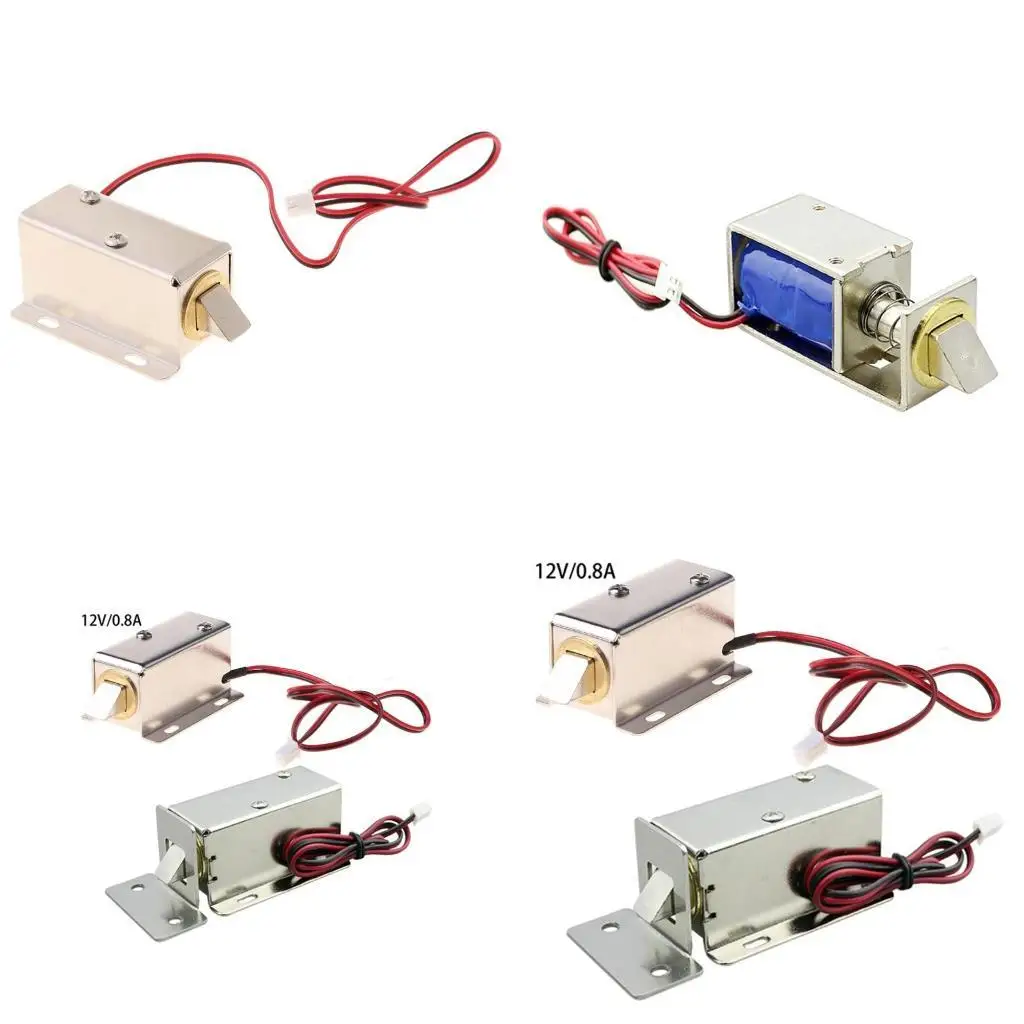 금속 12V 전자 도어락 컴팩트 솔레노이드 밸브 잠금용 자동 저전력 잠금 해제 안전 기능
