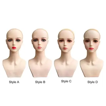 Female Wig Head Mannequin Manikin Smooth Wig Holder with Makeup Multifunctional Wig Display Model for Hairpieces