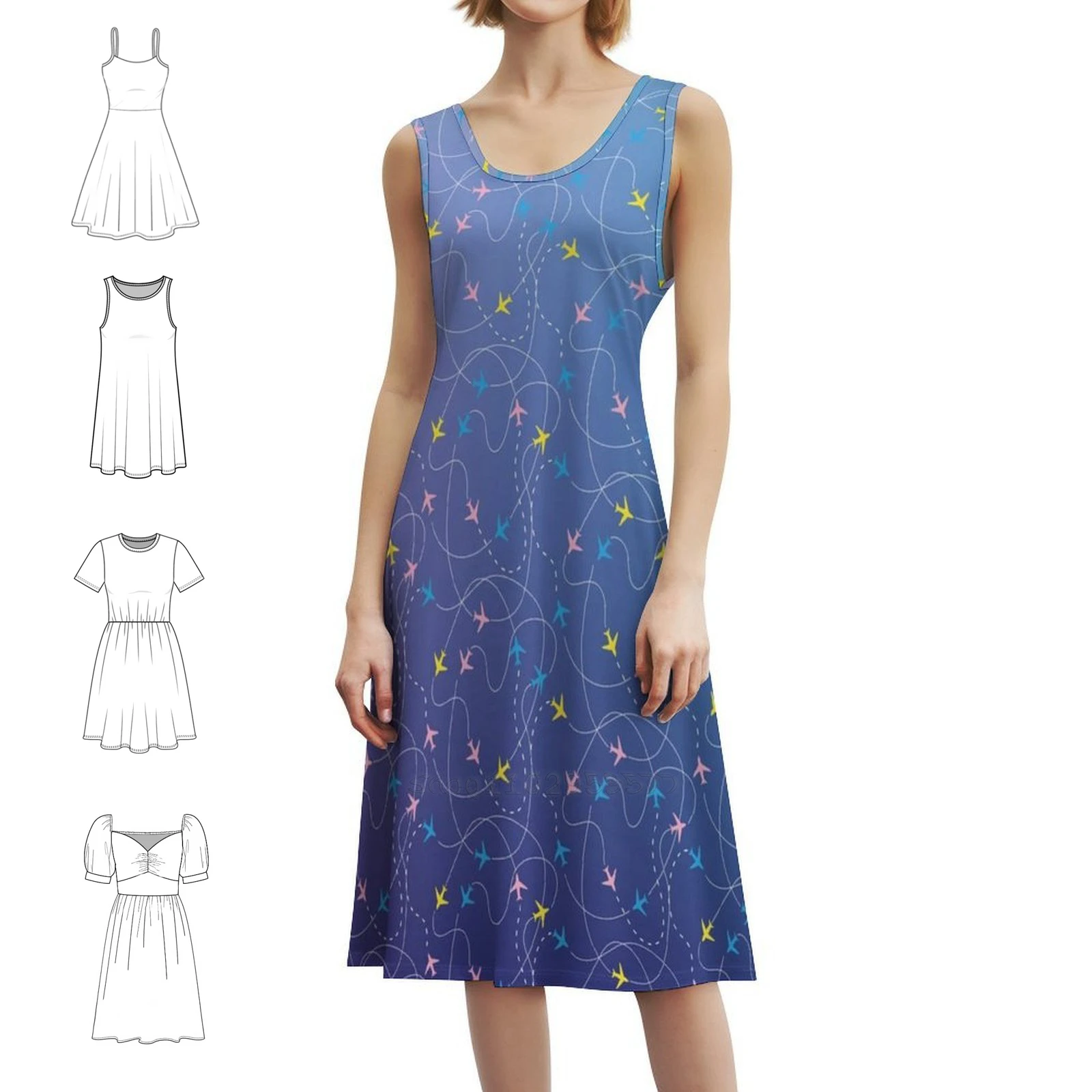 فستان هيب هوب نسائي مشغول من Airspace-Pastel & أرجواني مطبوع عليه رسومات جرافيكية للحفلات والنوادي وخرائط الطريق والطيران #1