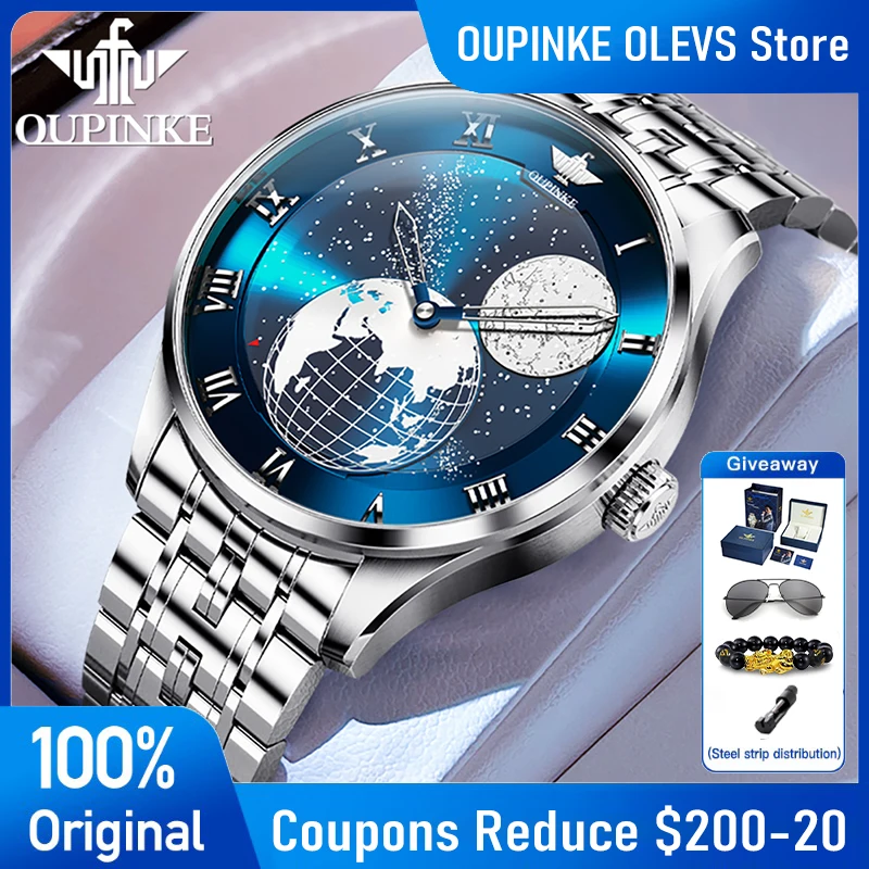 OUPINKE 3230 Orologio da uomo Luxury Business Movimento giapponese Orologio meccanico 50M Orologio impermeabile Cielo stellato Quadrante Reloj Hombre