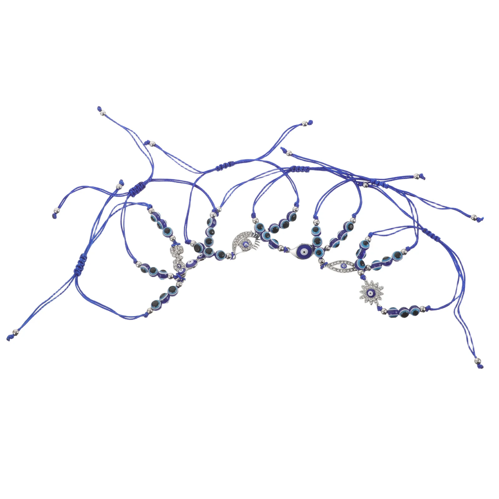 

6Pcs Evil Eye Bracelets for Women Adjustable Bead String Bracelet Lucky Turkish Eye Jewelry Protection Party Festival Jewelry