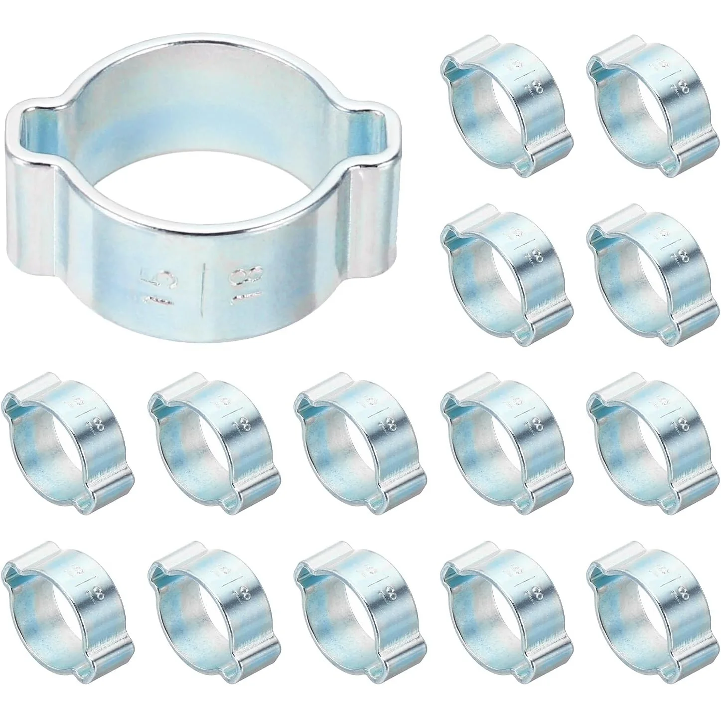 10PCS Hose Clamp Double Ear Clamp Worm Drive Fuel Water Pipe Clamp Hose Clamp 5-40mm Galvanized Steel Spring Clamp Crimp Rings