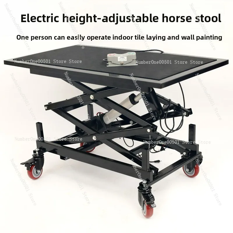 Image of Elektrisch-hydraulische Hebebühne, verdickte, faltbare, mobile Plattform für Fliesenverlegung und Bauarbeiten im Innenbereich