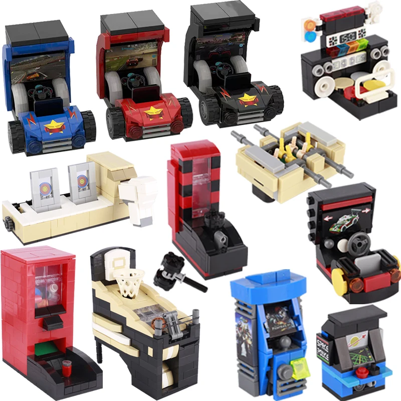 

MOC Game City Machine Building Block Beverage Machine Shooting Machine Racing Game Mini Model Bricks Kids Gifts Interactive Toys