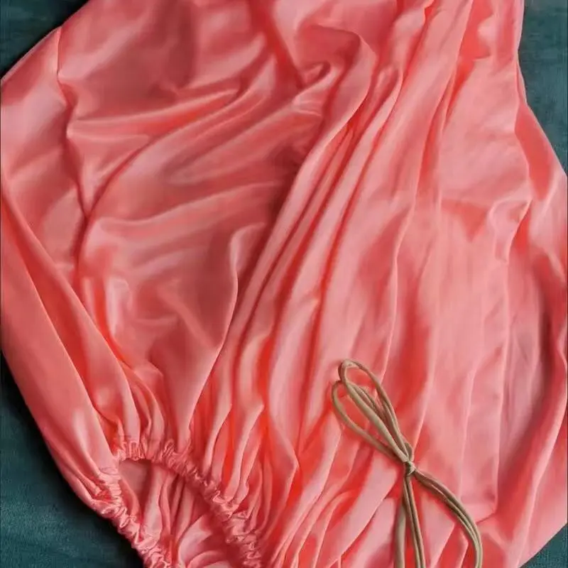 

Glossy Satin Loose Maxi Dress Ice Silk Wrap Plus Size Sexy Long Sleeping Bag