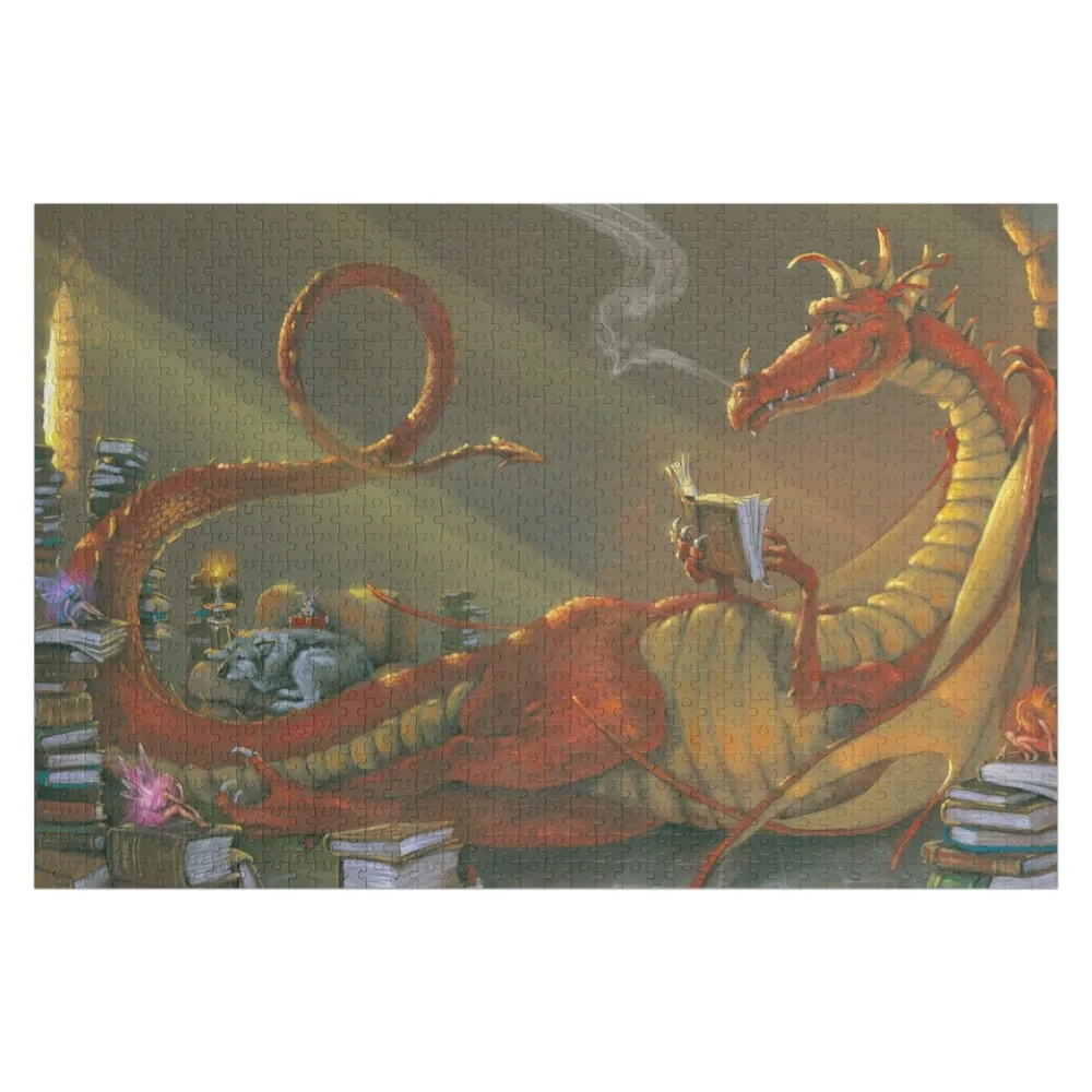 The Reading Dragon Jigsaw Puzzle Custom Wooden Name Personalized Toys Diorama Accessories Puzzle