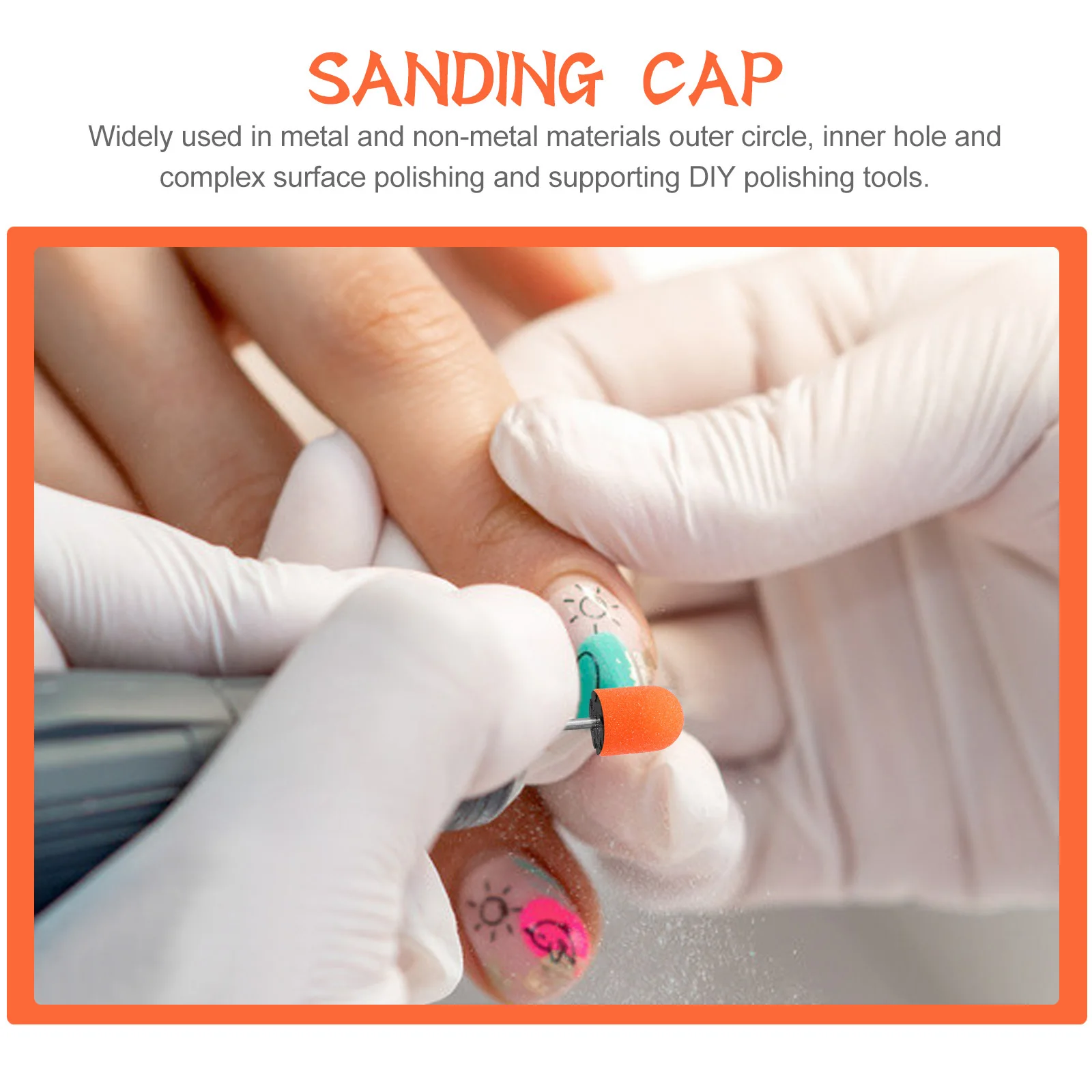 

10pcs Sanding Cap For Nail Grinding Head Manicure Tool Nail Art Polishing Cap Wear-Resistant Rust-Proof Portable Lightweight
