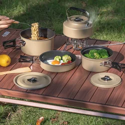 Ensemble de cuisinières de camping en plein air, équipement de pique-nique, bouilloire à eau sauvage, cuisinière portable