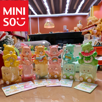 New Sale Miniso Happy Tour Series Care Bear Cartoon Bear Collection Doll Toy Anime Figures Model Trunk Kids Birthday Gift