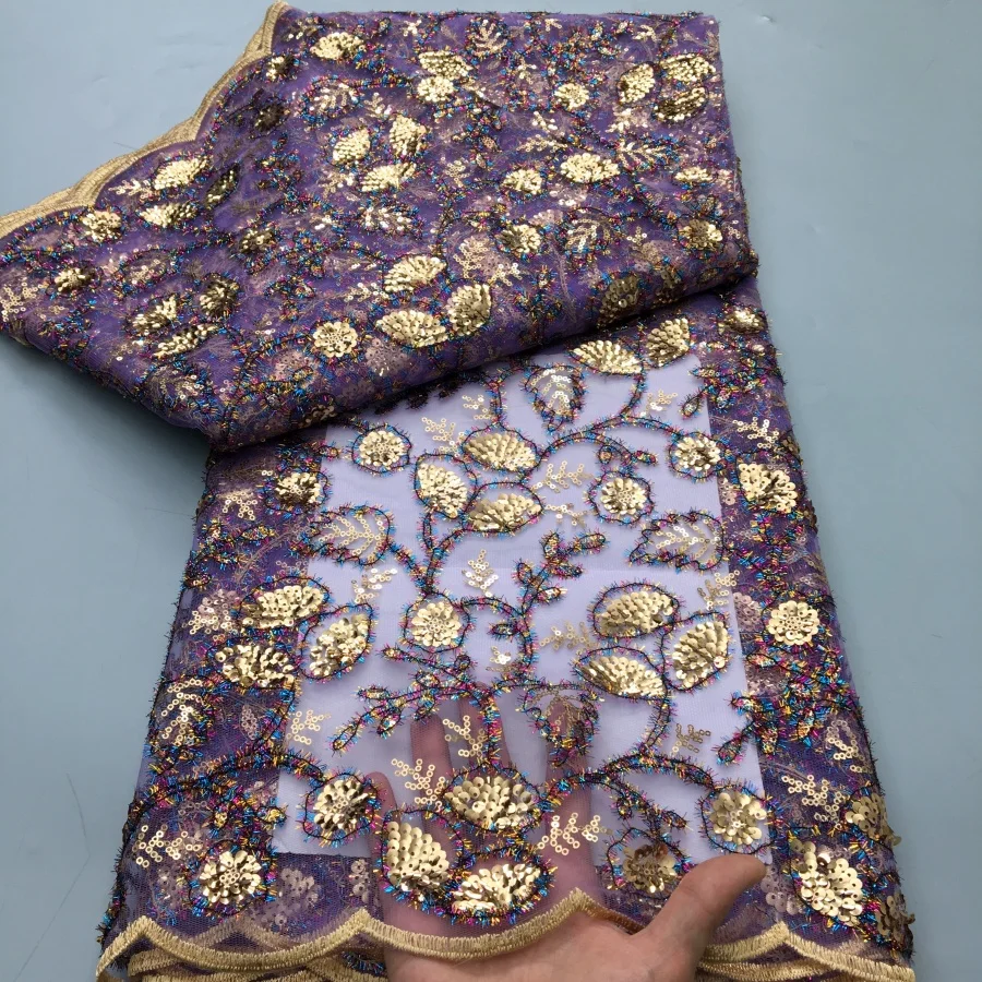 

Роскошная африканская кружевная ткань с блестками и бисером, новинка 2024 года, высокое качество, нигерийская свадебная вышивка для жениха, французский тюль, материалы