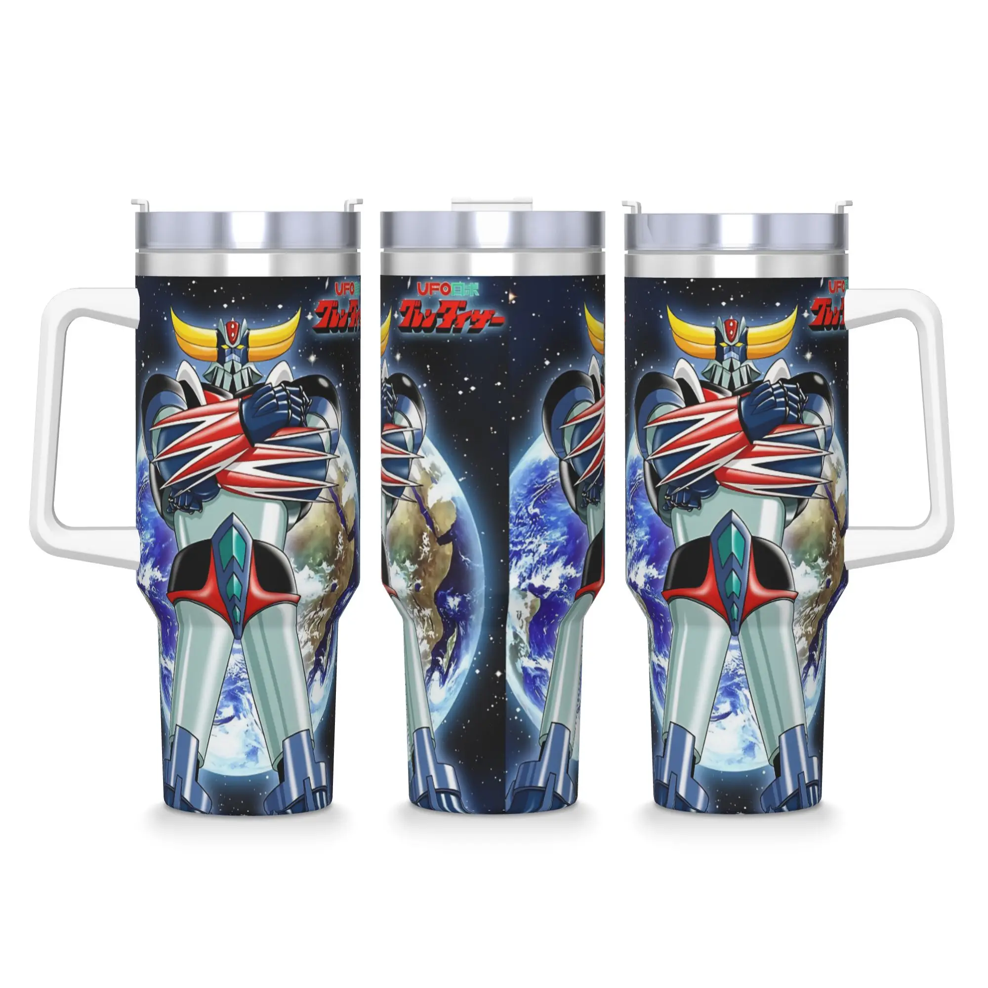 

Grendizer мультяшный стакан из нержавеющей стали, дорожная термокружка с соломинкой и крышкой, большие кружки, чашка, бутылка для холодных напитков, воды