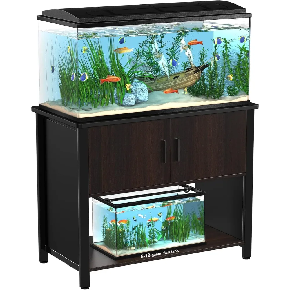 

Metal Aquarium Stand with Cabinet for Fish Tank Accessories Storage, 40 Gallon, Turtle/ Reptile Terrariums