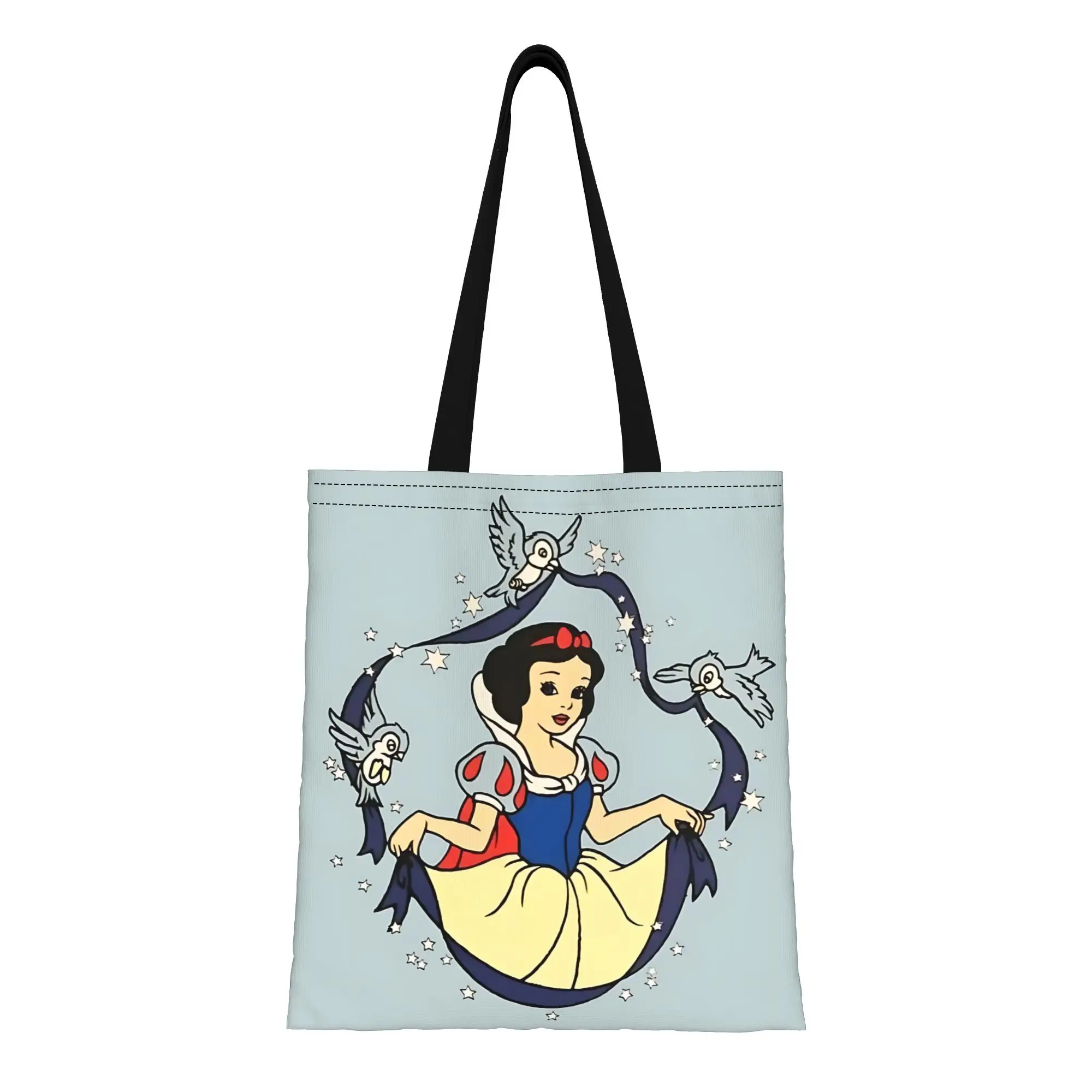 

1 шт. холщовая сумка-тоут с изображением Белоснежки и семи гномов, сумка-тоут с принтом принцесс Диснея, женская сумка через плечо
