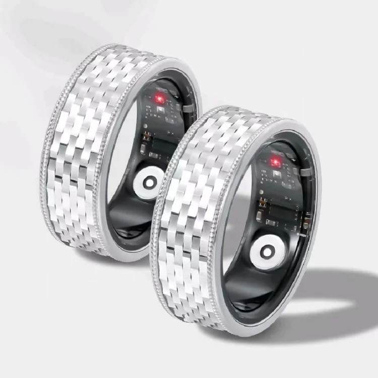 Nuovo anello di monitoraggio della salute intelligente in argento sterling S925 personalizzato Anelli sportivi con dita di ghiaccio schiacciato per coppie di tendenza da donna semplici da uomo