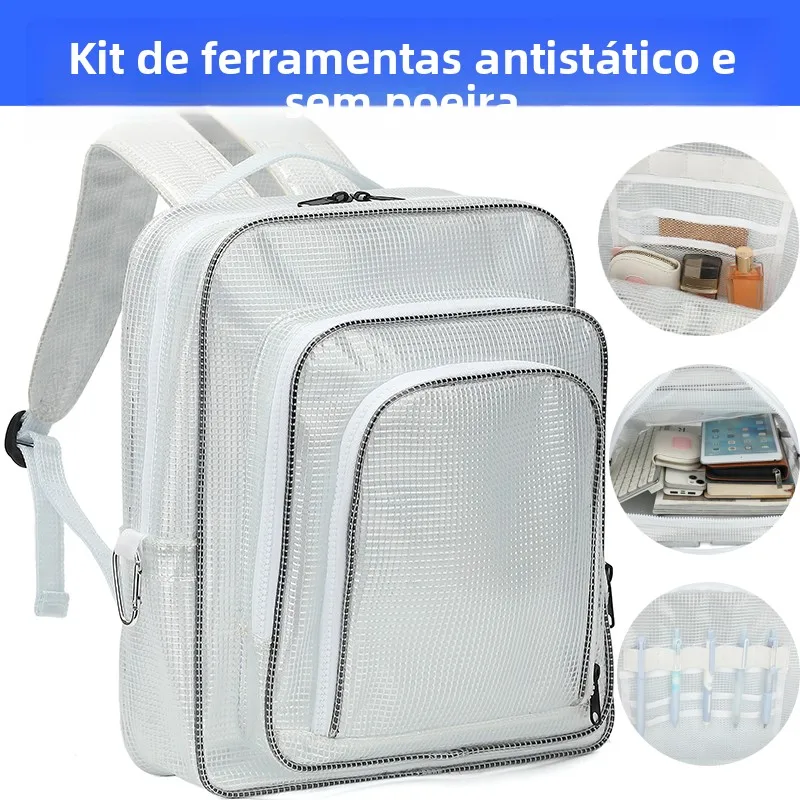anti-static-17-inch-clean-room-dust-free-double-shoulder-backpack-pvc-mesh-transparent-tool-bag-unisex-casual-simple-style-ba