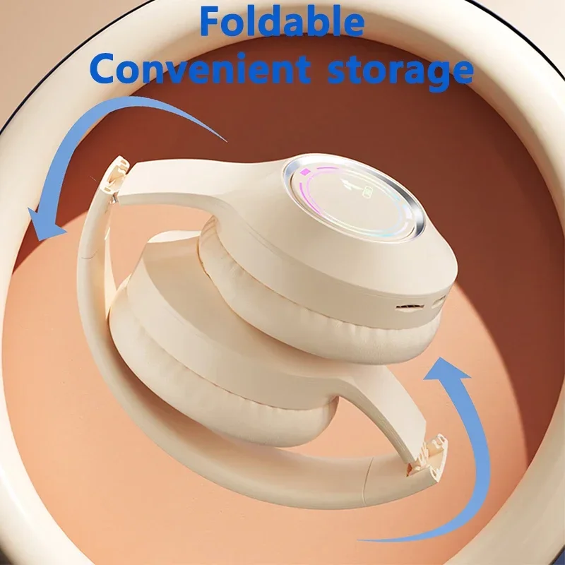 M3 Lightemitting Bluetooth Headset Folding LED Card Wireless Headset TYPEC Charging Multiscene Use Game Office