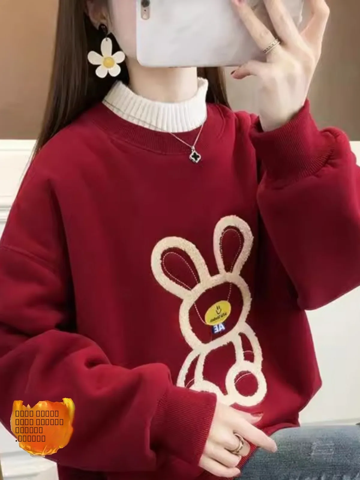 

Thiened цельный свитшот из овечьего меха, женская модная верхняя одежда средней длины больших размеров, закрывающая мясо, антивозрастная верхняя одежда