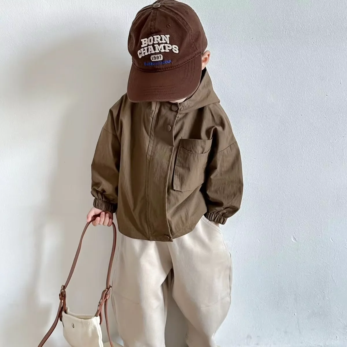 Unisex Children's Jacket Spring Autumn 2026 New Style Zipper Hooded Pure Color Trendy Coat for Boys And Girls