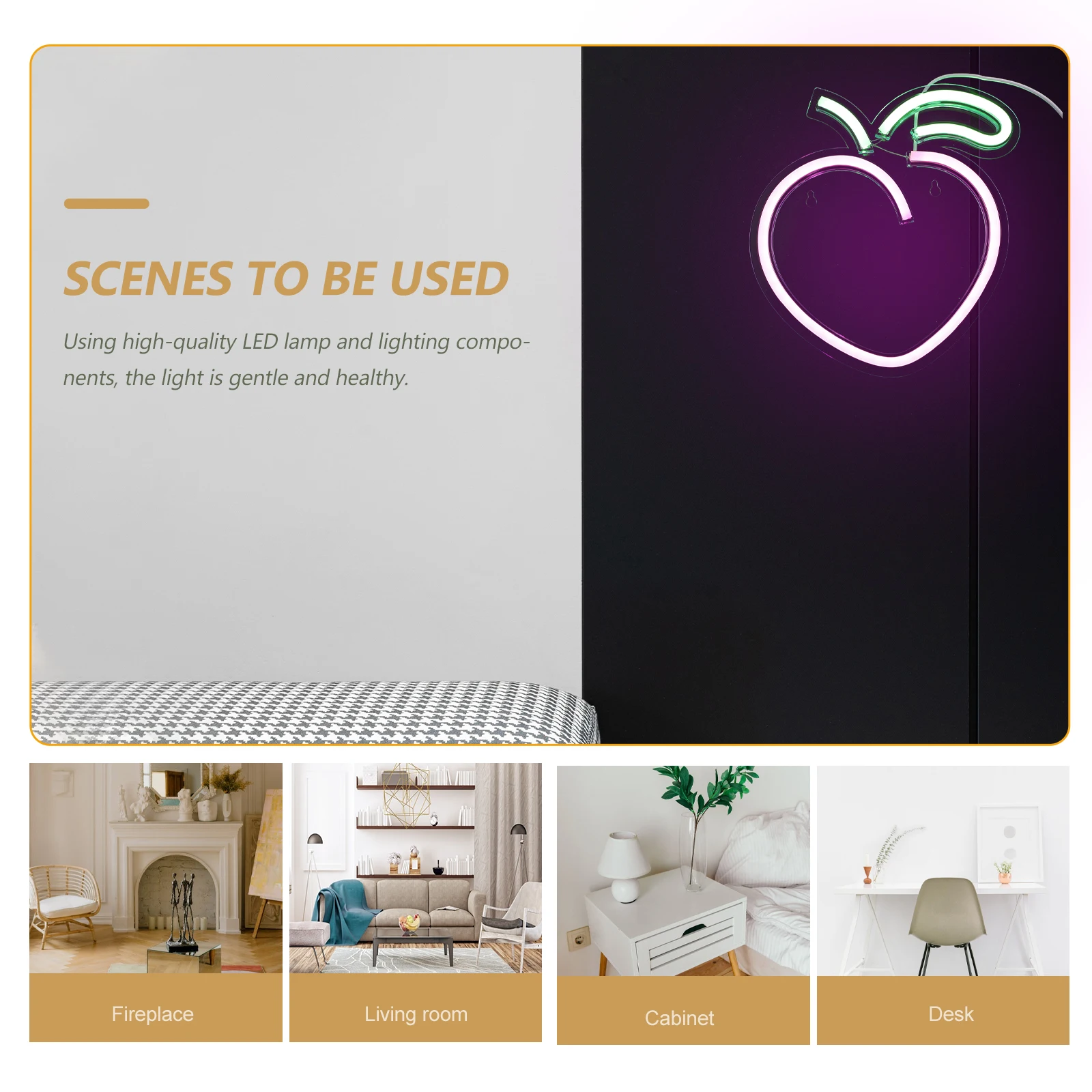 

Creative Peach Shape Led Neon Usb Powered Decorative Lamp For Bedroom Living Room Night Light Atmosphere Modeling Light Indoor