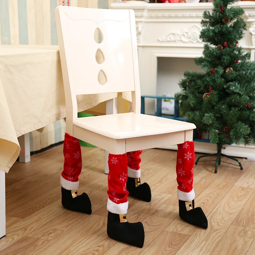 Snowflake Christmas Table Leg Protector Holiday Wine Bottle Cover For Happyxmas Festive Home Party Decorative Supply